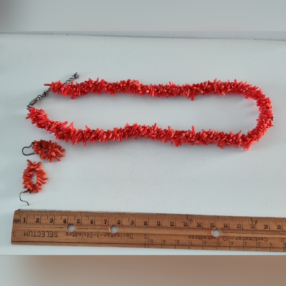 Vintage Red Branch Coral Necklace and Earrings Set - Picture 9 of 16